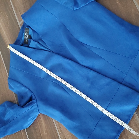 TAHARI Arthur S. Levine Blue Faux Suede Blazer Jacket Womens Size 10P - Picture 8 of 8